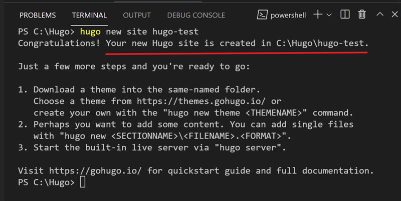 new hugo  site was created